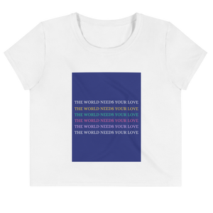 The World Needs Your Love All-Over Print Crop Tee