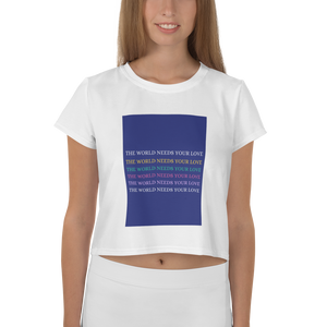 The World Needs Your Love All-Over Print Crop Tee